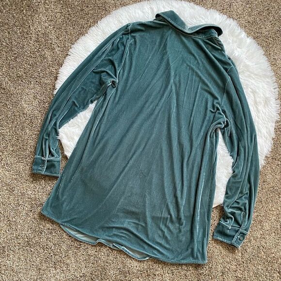 Soft Surroundings Velvet Boyfriend Tunic Top Button Down Women’s Small Velour - Picture 2 of 9